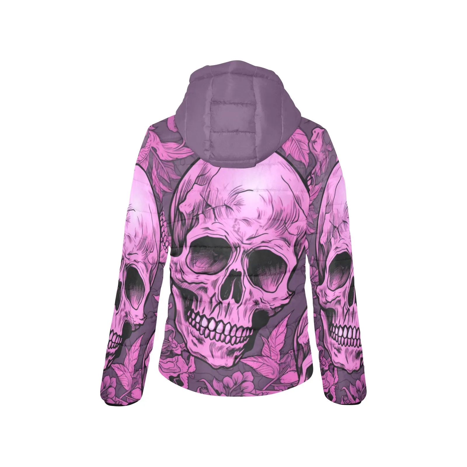Pink Skulls Padded Hooded Jacket