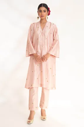 Pink Zardozi Short Kurta & Pants