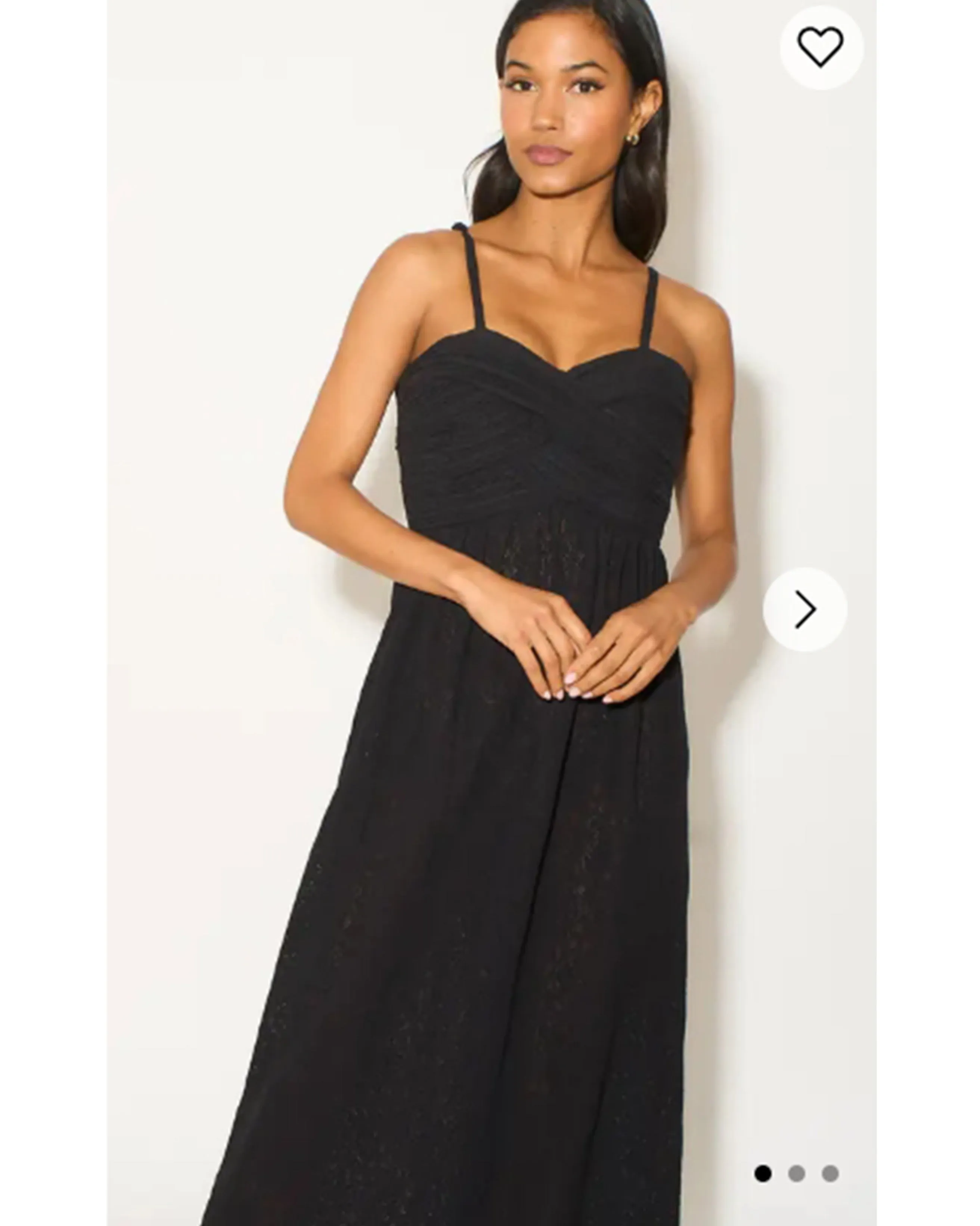 Pleated Bust & Sweetheart Neckline Maxi Dress (Black Lace)