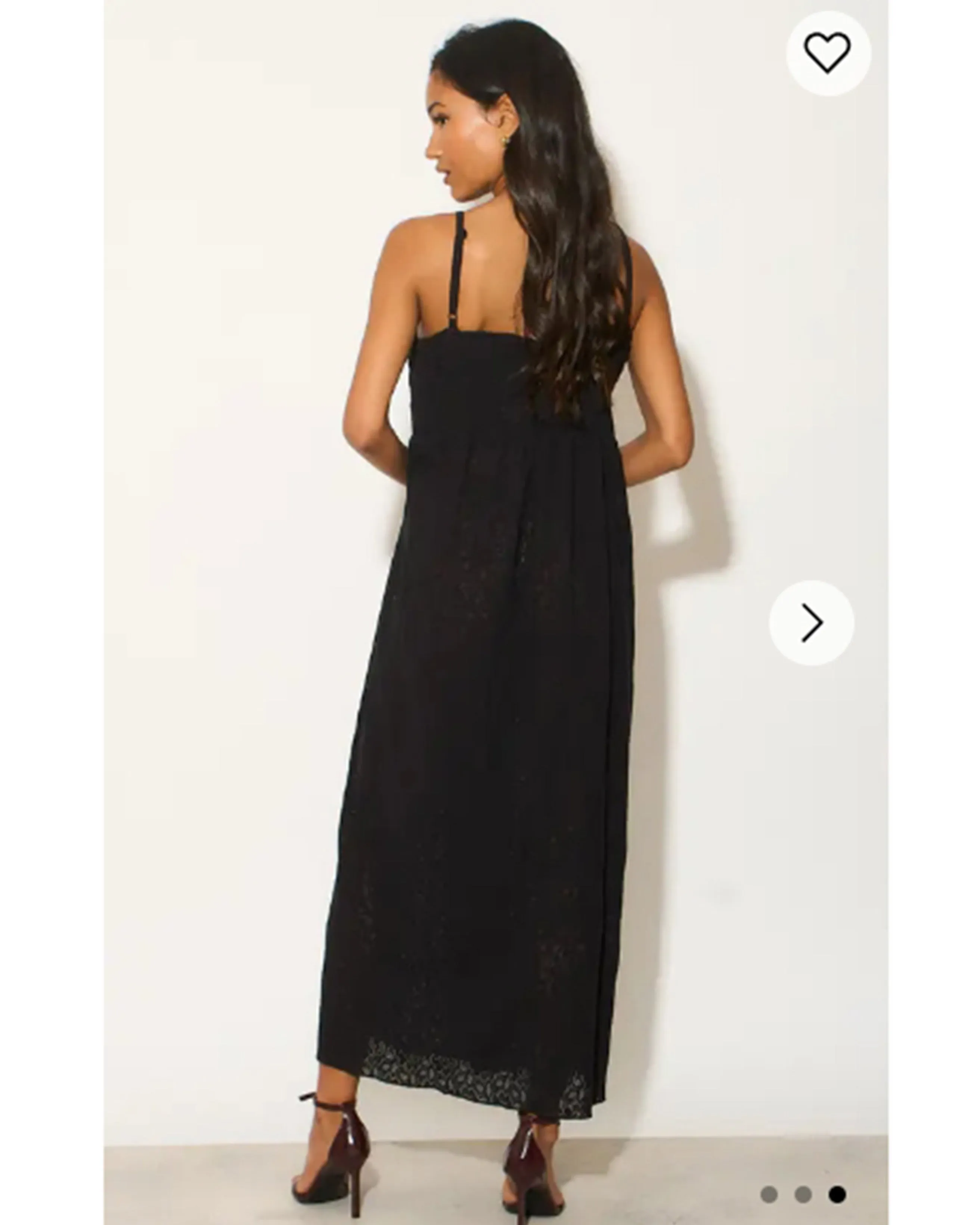 Pleated Bust & Sweetheart Neckline Maxi Dress (Black Lace)