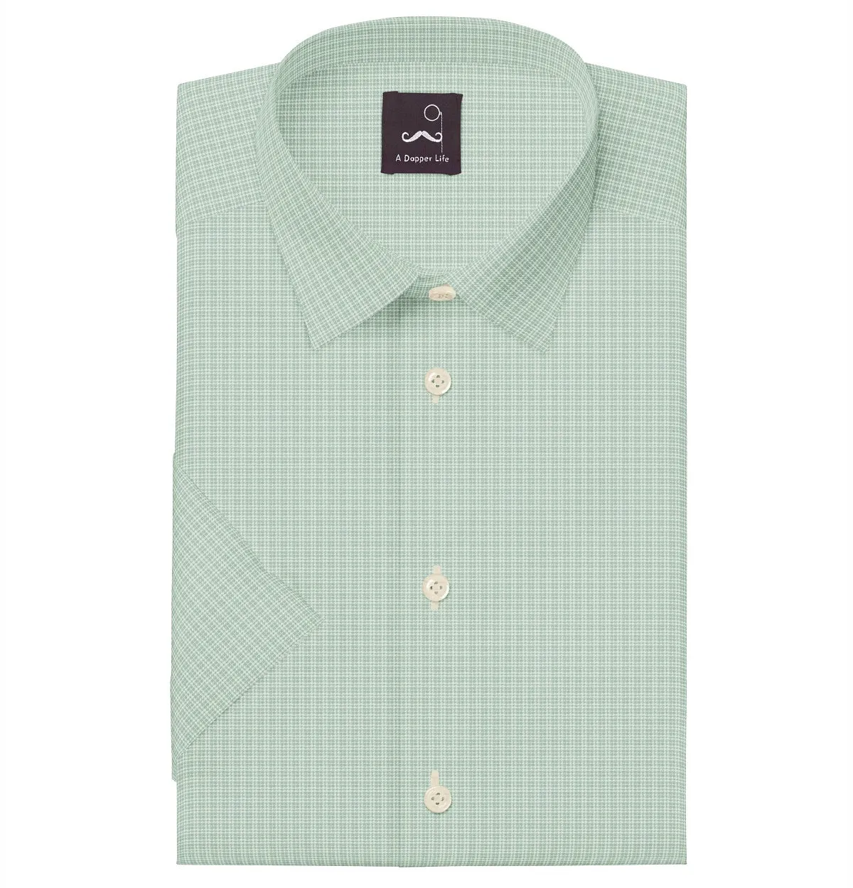 Pure Cotton - Short Sleeve - Mint Houndstooth Print