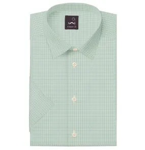Pure Cotton - Short Sleeve - Mint Houndstooth Print