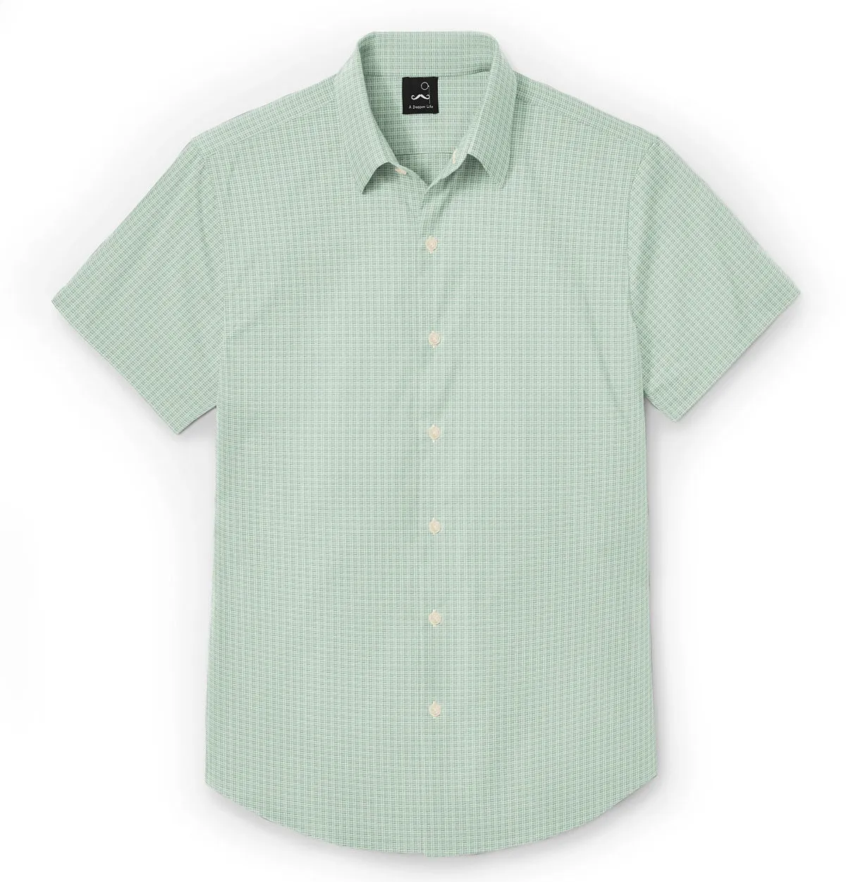 Pure Cotton - Short Sleeve - Mint Houndstooth Print