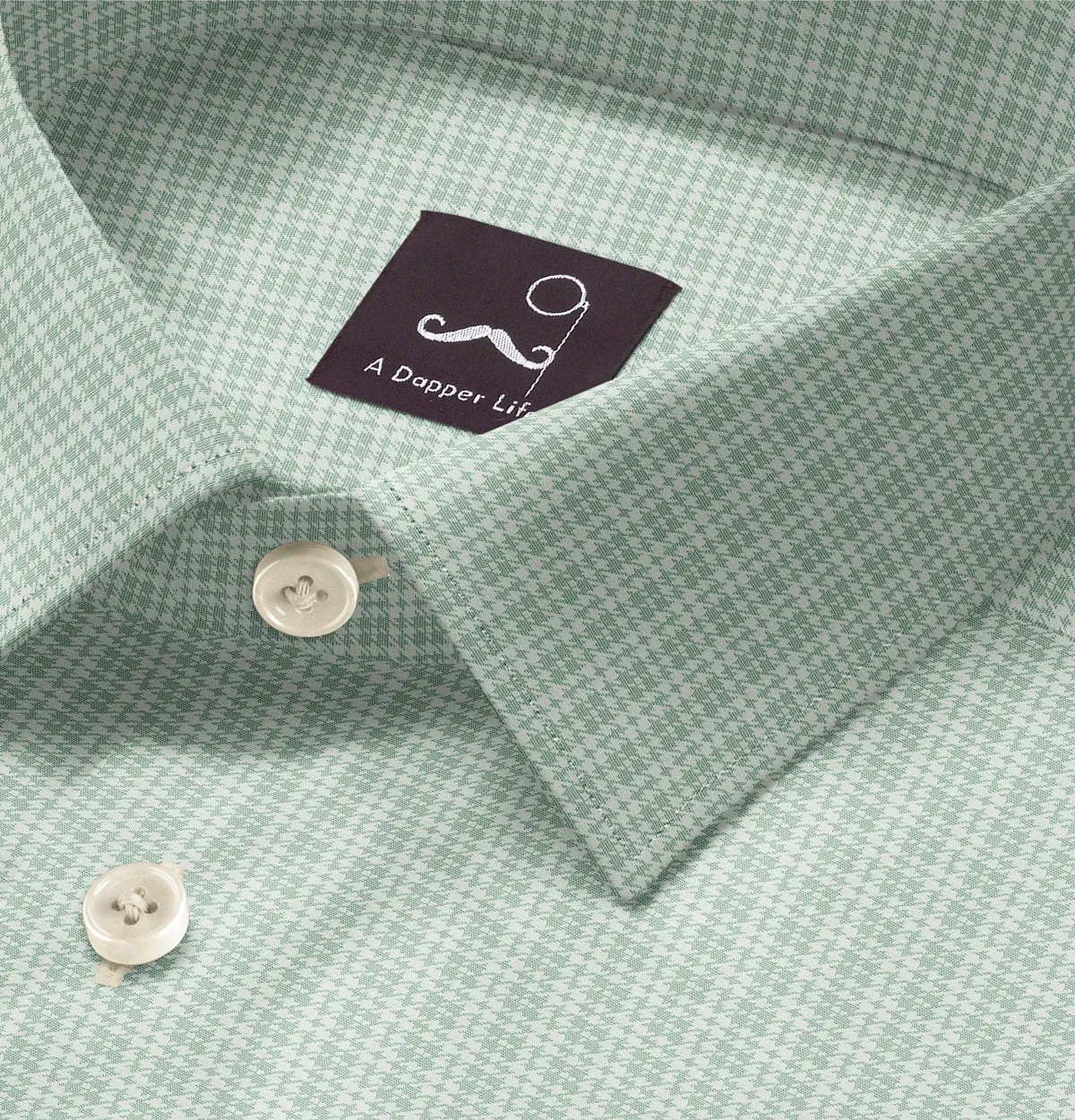 Pure Cotton - Short Sleeve - Mint Houndstooth Print