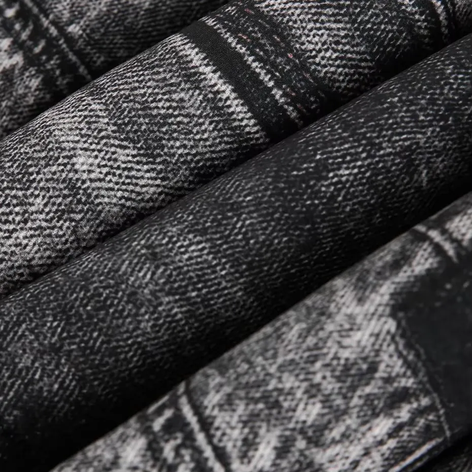 'Quilted' Patchwork Jean Print Puffer Jacket