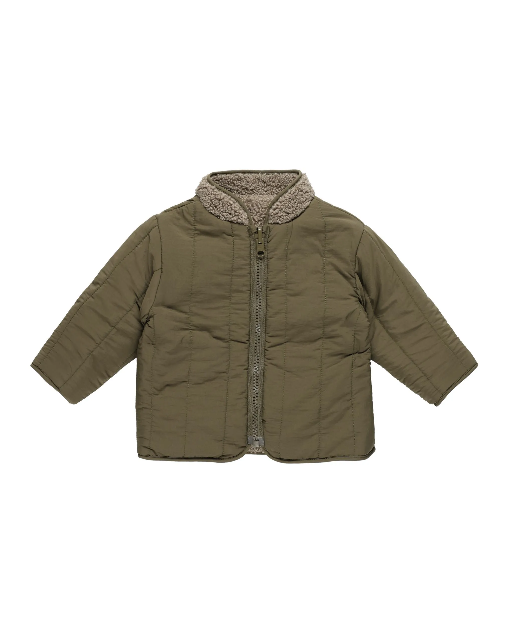 Quincy Mae Shearling Jacket -Olive FINAL SALE