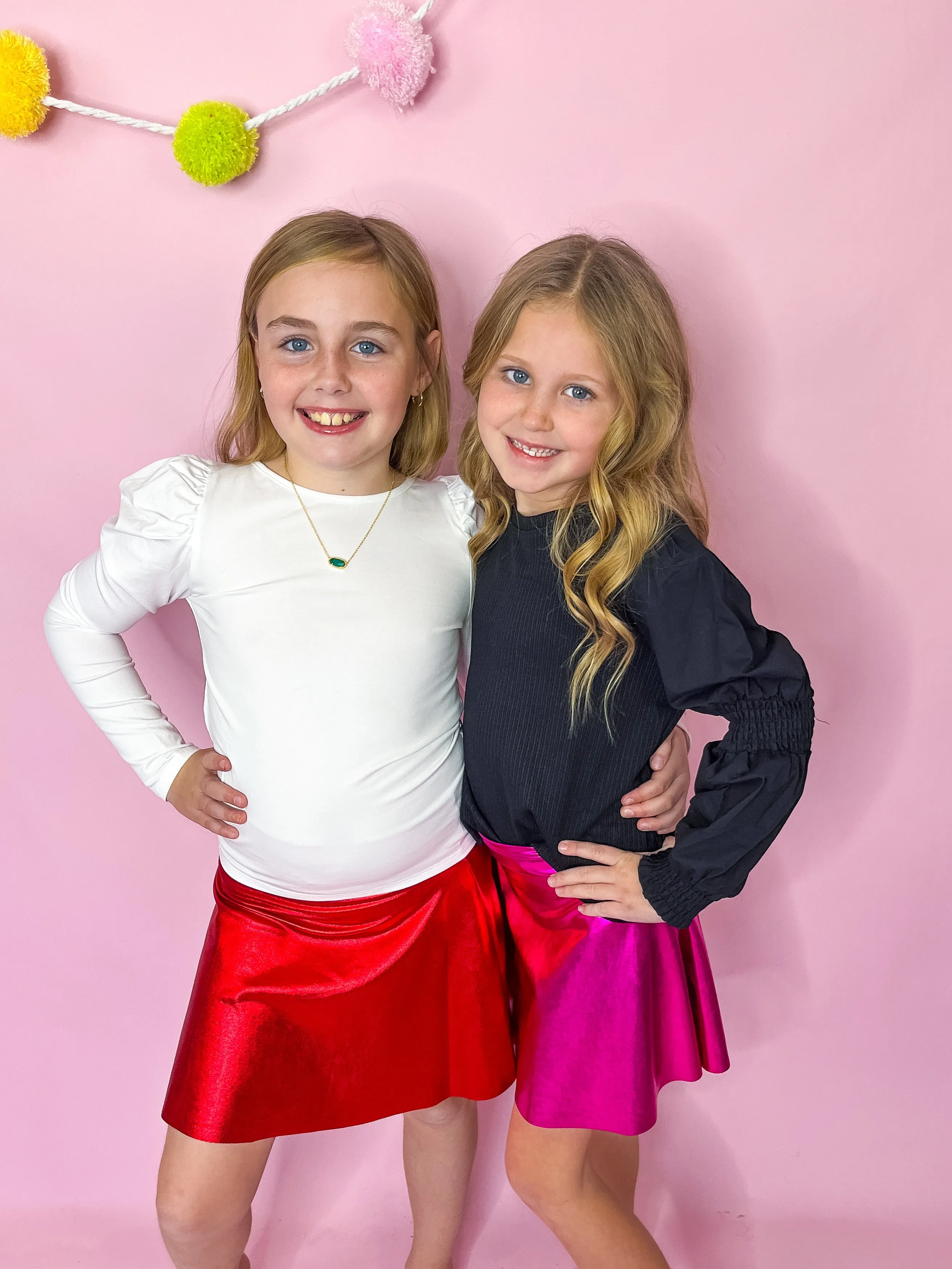 Red Shiny Metallic Twirl Skirt - Tween