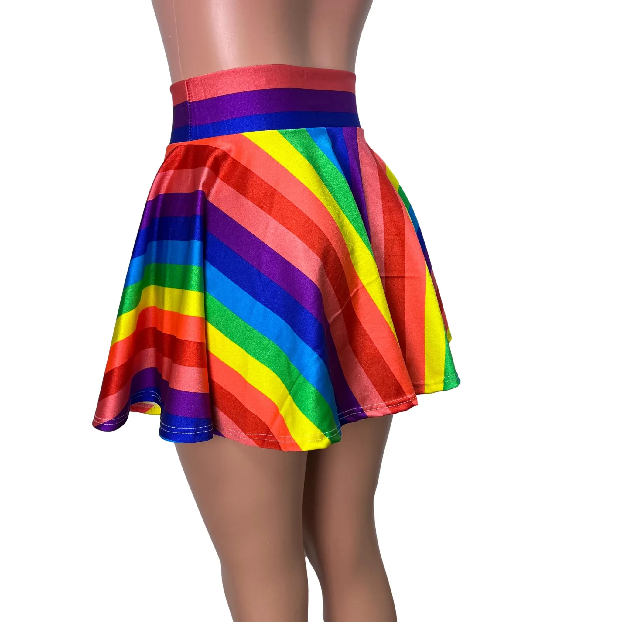 SALE - 1" Stripe Rainbow Skater Skirt