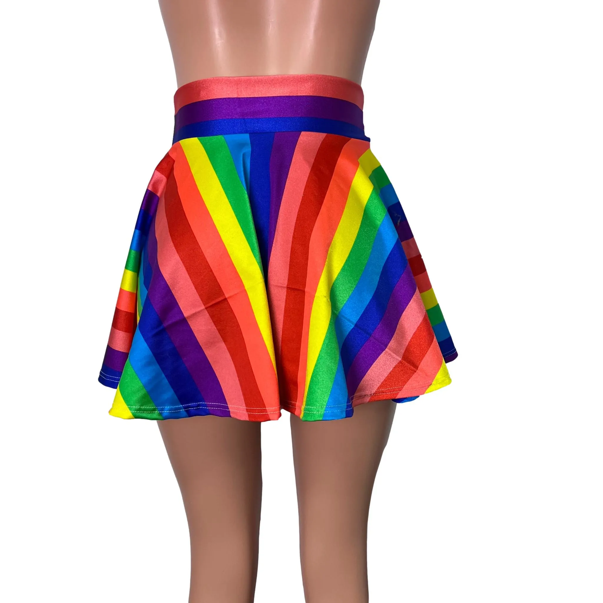 SALE - 1" Stripe Rainbow Skater Skirt