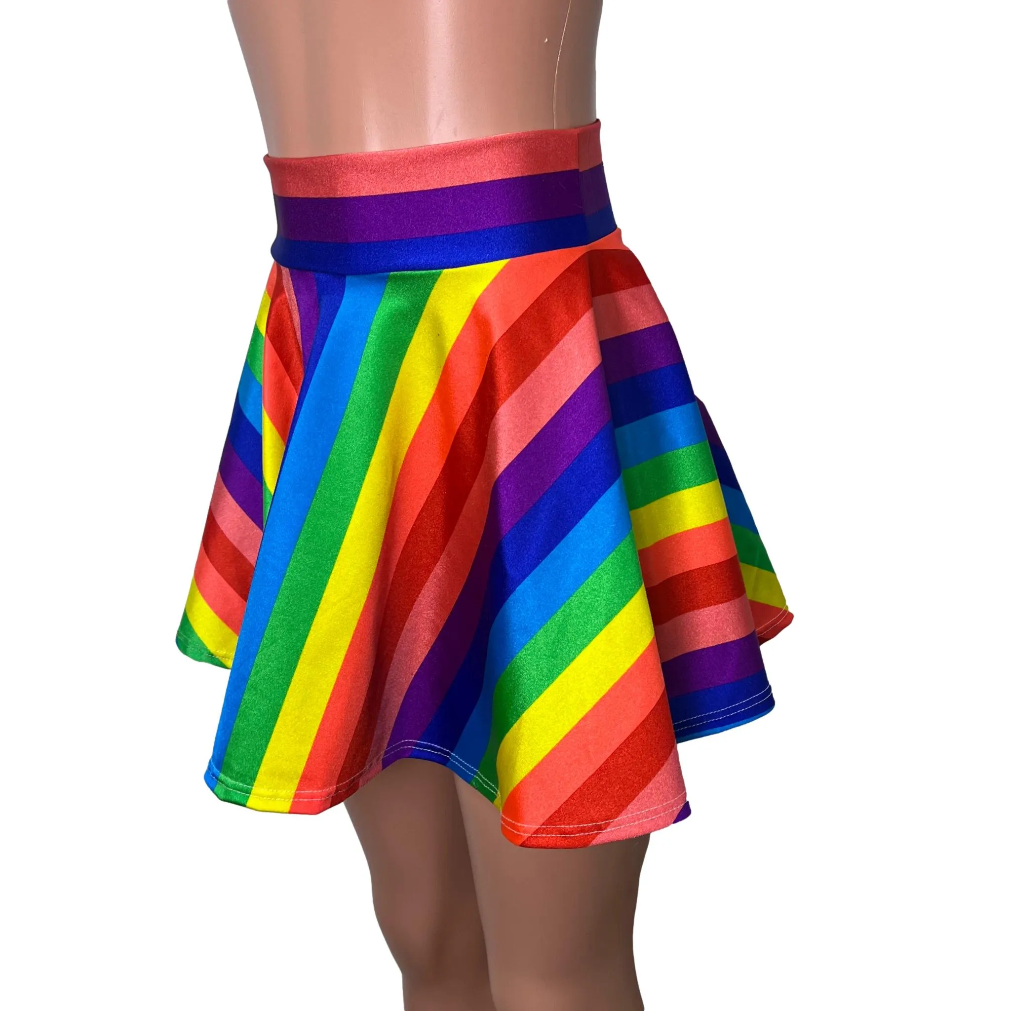 SALE - 1" Stripe Rainbow Skater Skirt