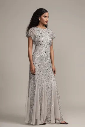 Sally Maxi Embellished Dress in Grey
