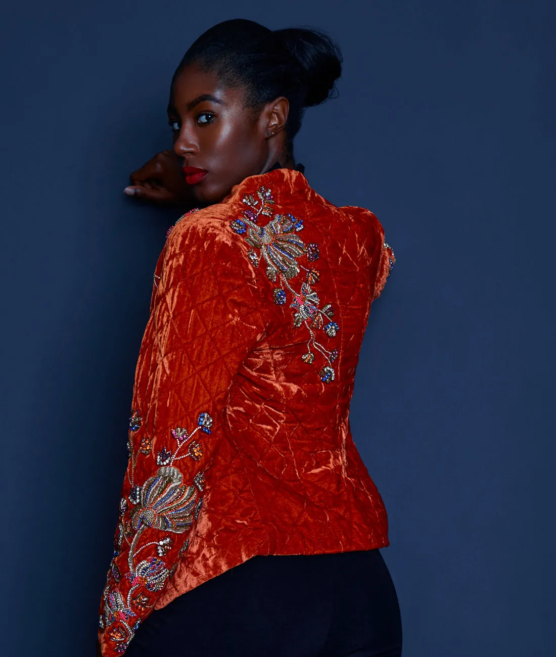 Scarlet Embellished Silk Open Jacket