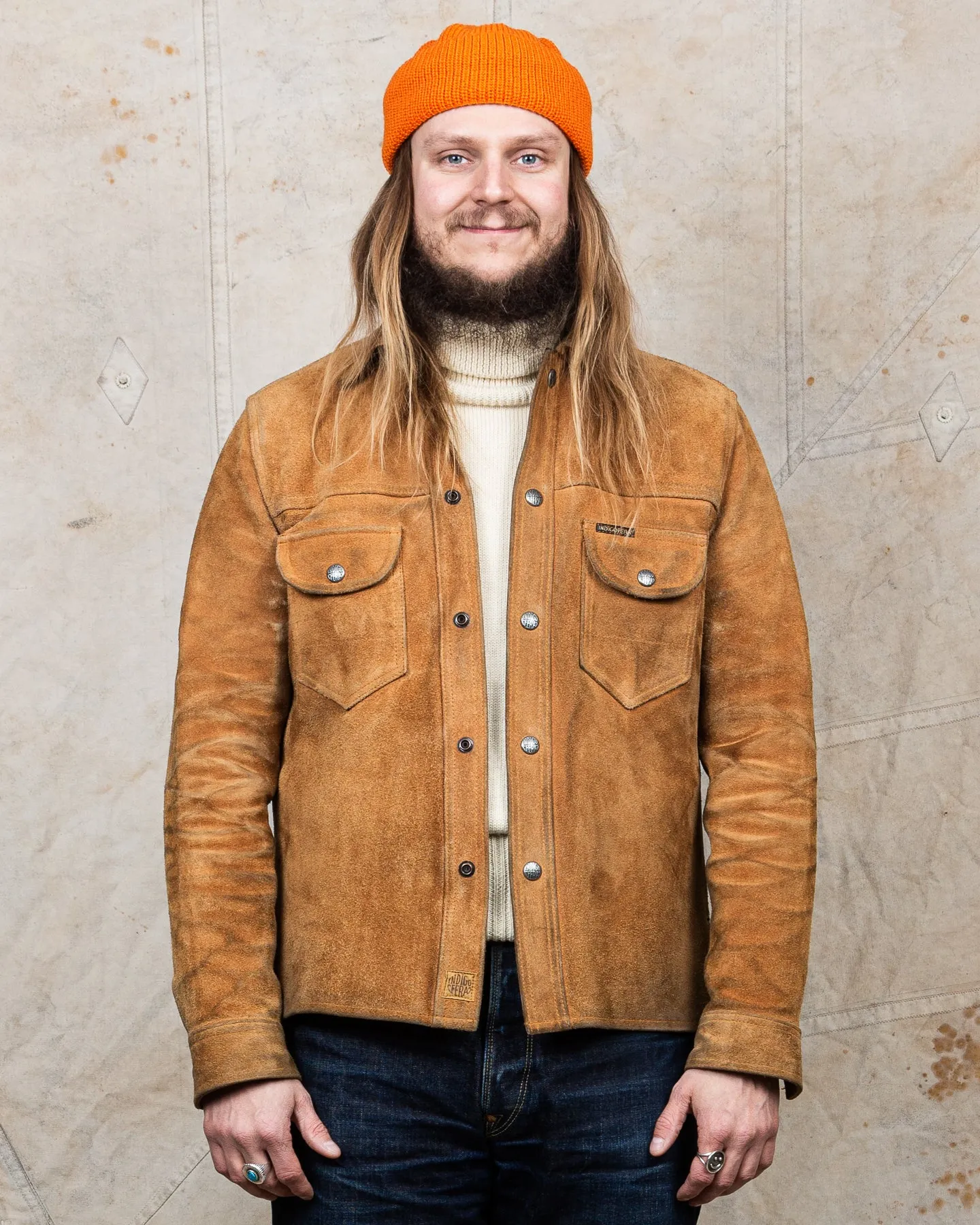 Second Hand Indigofera Fargo Leather Jacket Cognac Rough-out