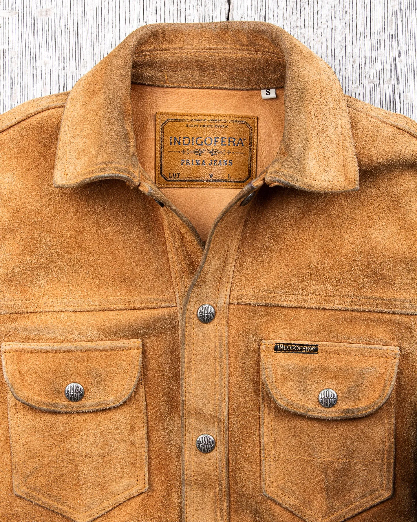 Second Hand Indigofera Fargo Leather Jacket Cognac Rough-out