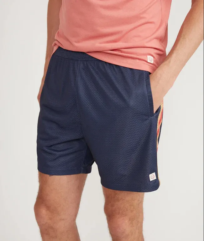 Side Stripe Mesh Short - Navy