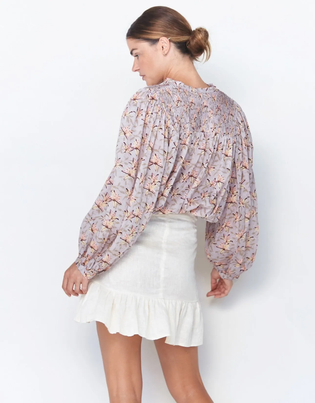 Simone Linen Short Skirt in Ivory