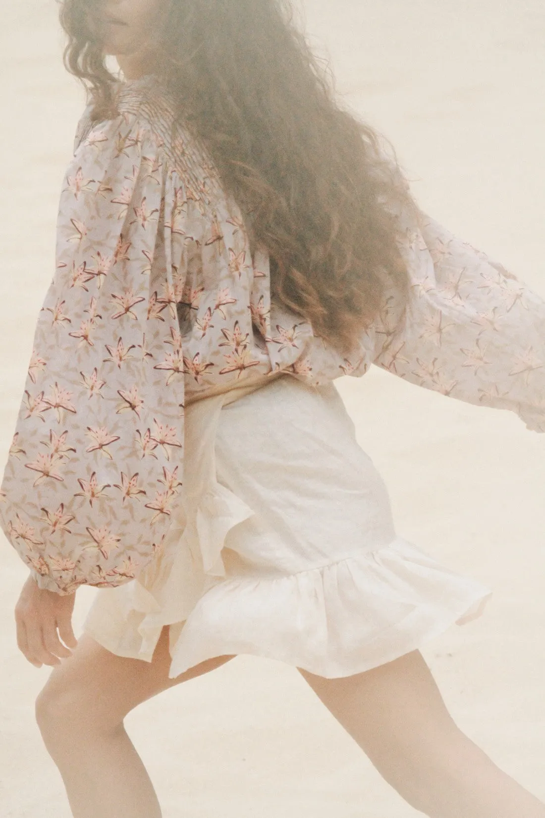 Simone Linen Short Skirt in Ivory