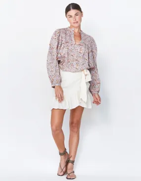 Simone Linen Short Skirt in Ivory