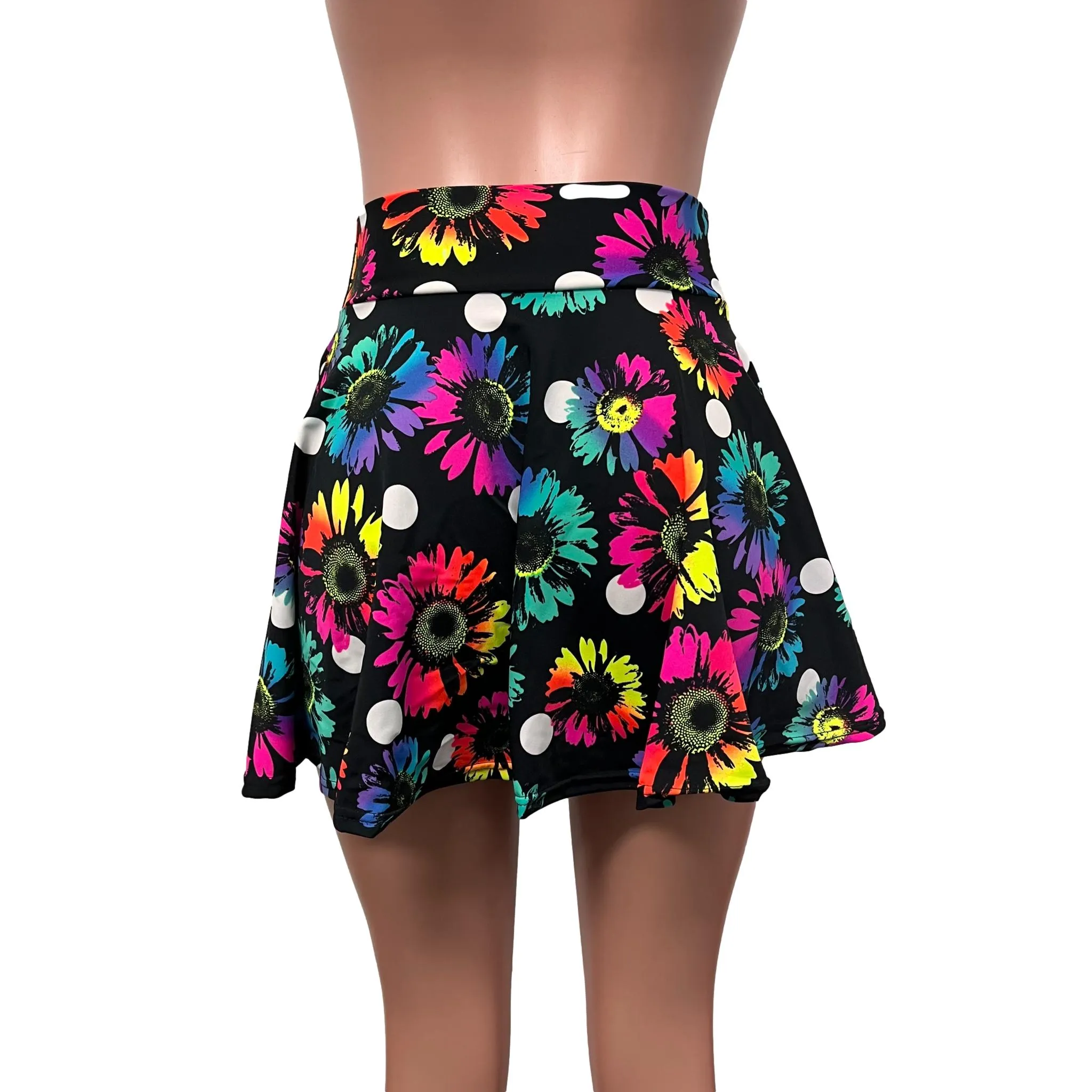 Skater Skirt - Polka Dot Electric Daisy UV Glow