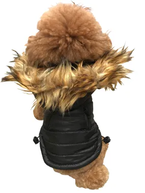 Ski Bunny Puffer with detachable hood, Shiny Black