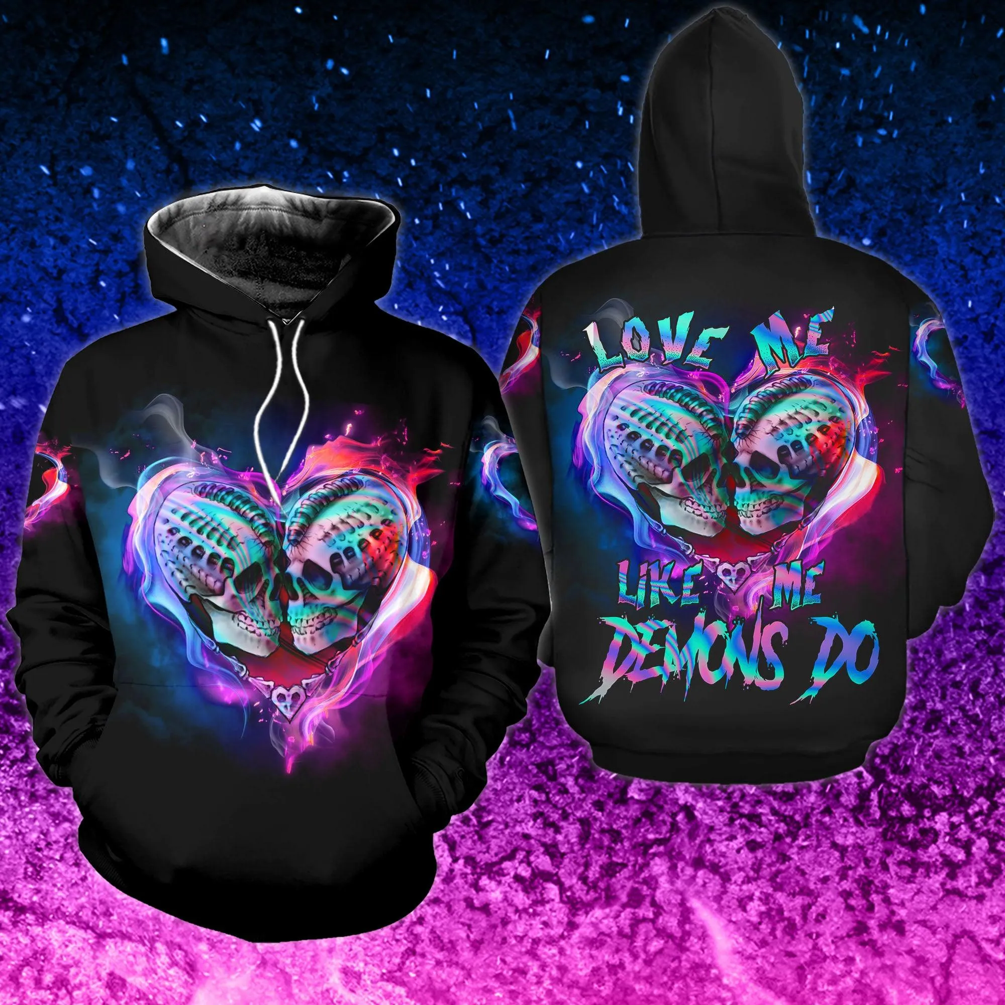 Skull Couple Heart Combo Hoodie and Leggings