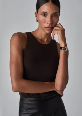 Sporty Tank in Fine Cashmere - Chocolate