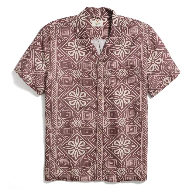 S/S Resort Shirt - Brown Block Print