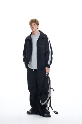 Stand Neck Sporty Jacket & Wide-leg Sporty Pants Setup WN9763