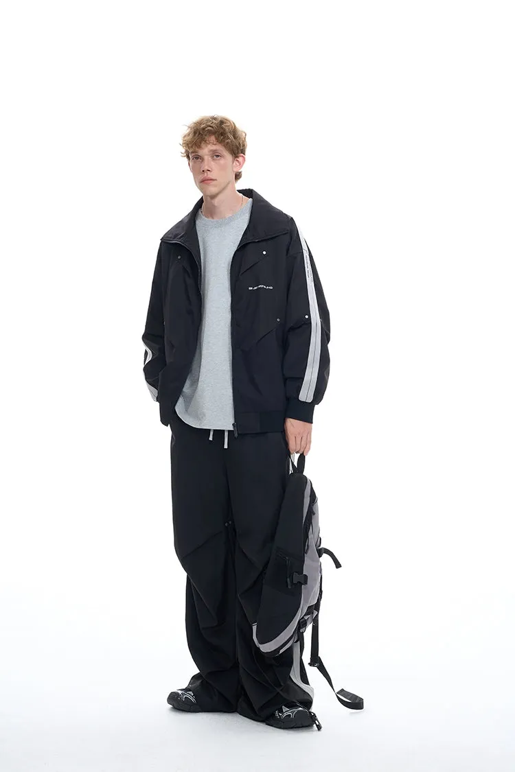 Stand Neck Sporty Jacket & Wide-leg Sporty Pants Setup WN9763
