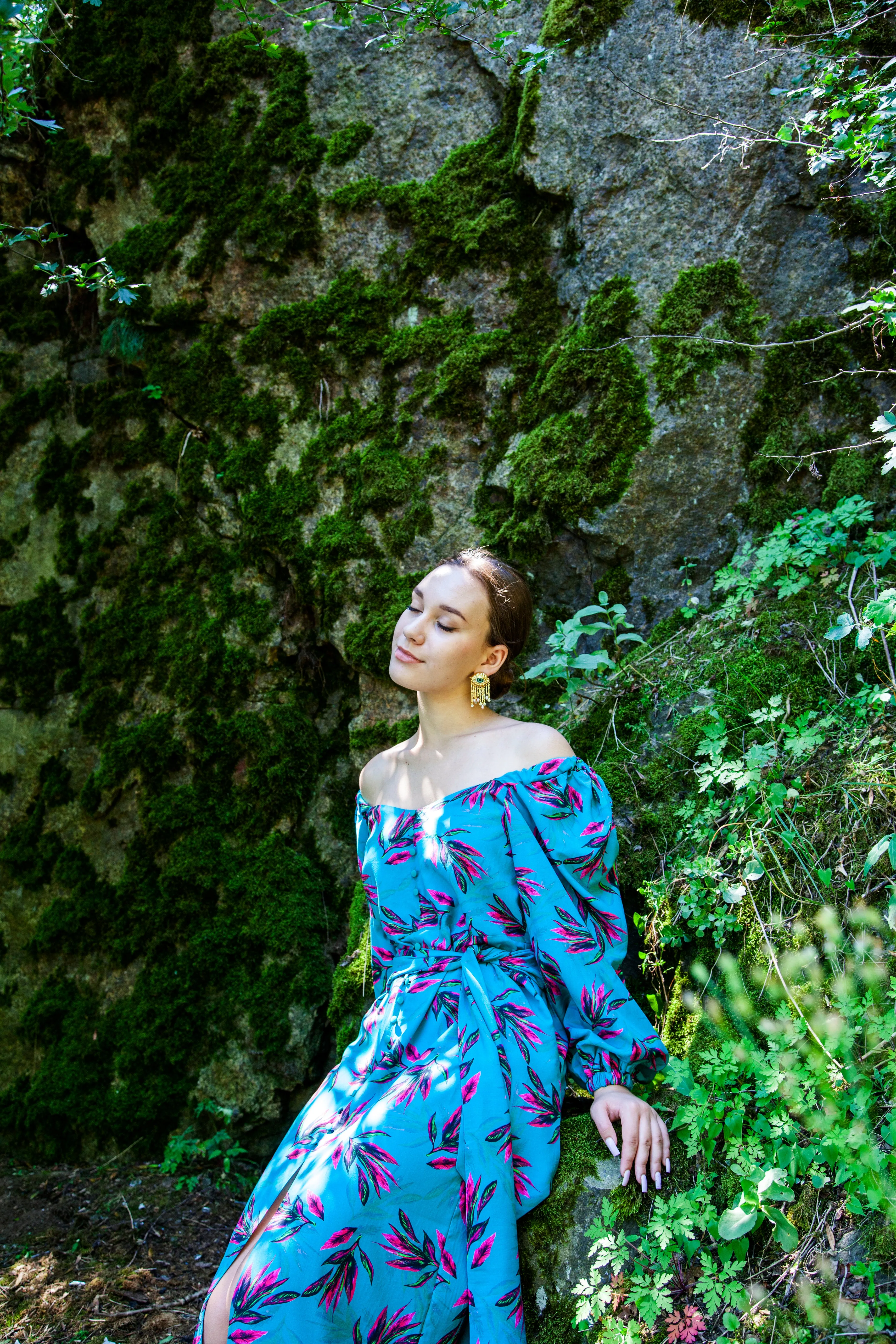 Teal voluminous sleeve maxi dress