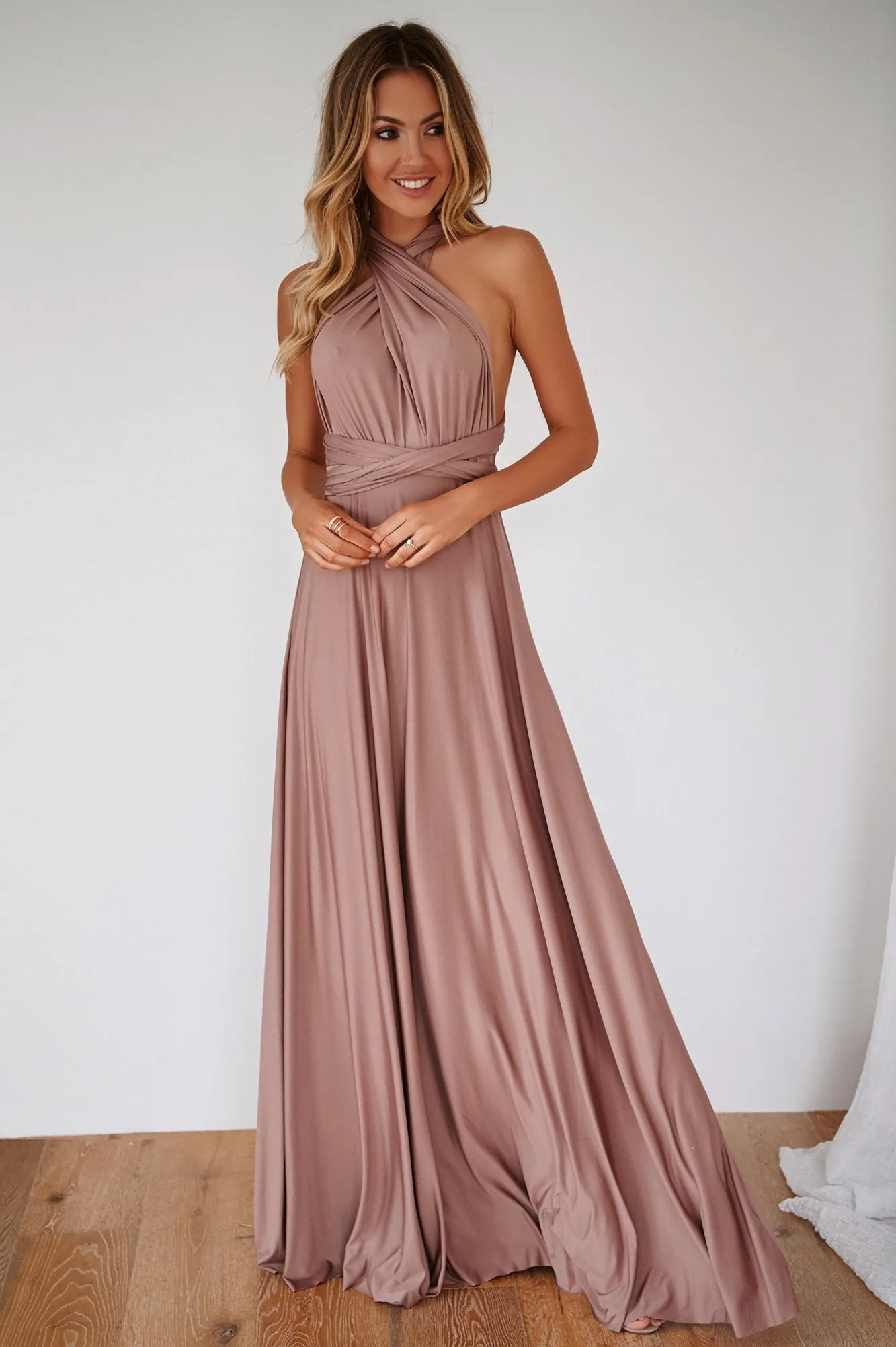 The Perfect Date Multiway Maxi Dress (Mocha)