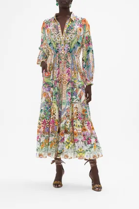 TIERED LONG SHIRT DRESS FLOWERS OF NEPTUNE