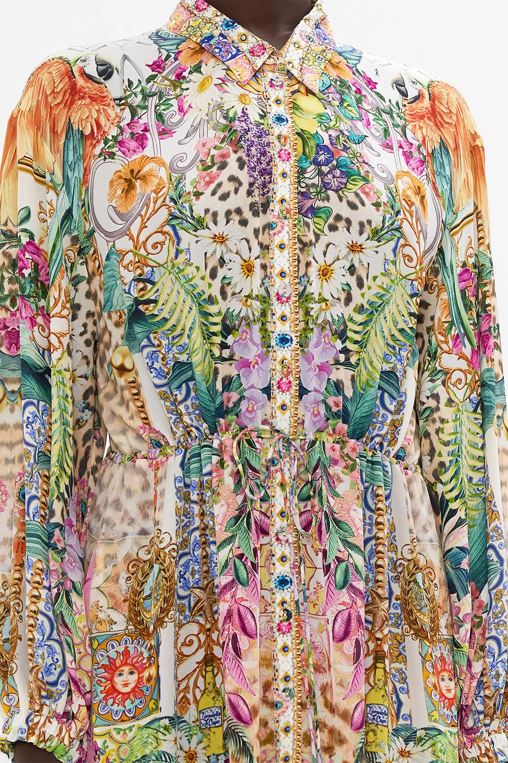 TIERED LONG SHIRT DRESS FLOWERS OF NEPTUNE
