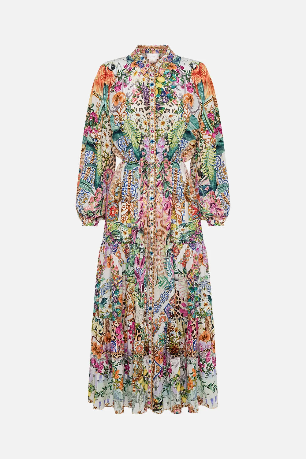 TIERED LONG SHIRT DRESS FLOWERS OF NEPTUNE