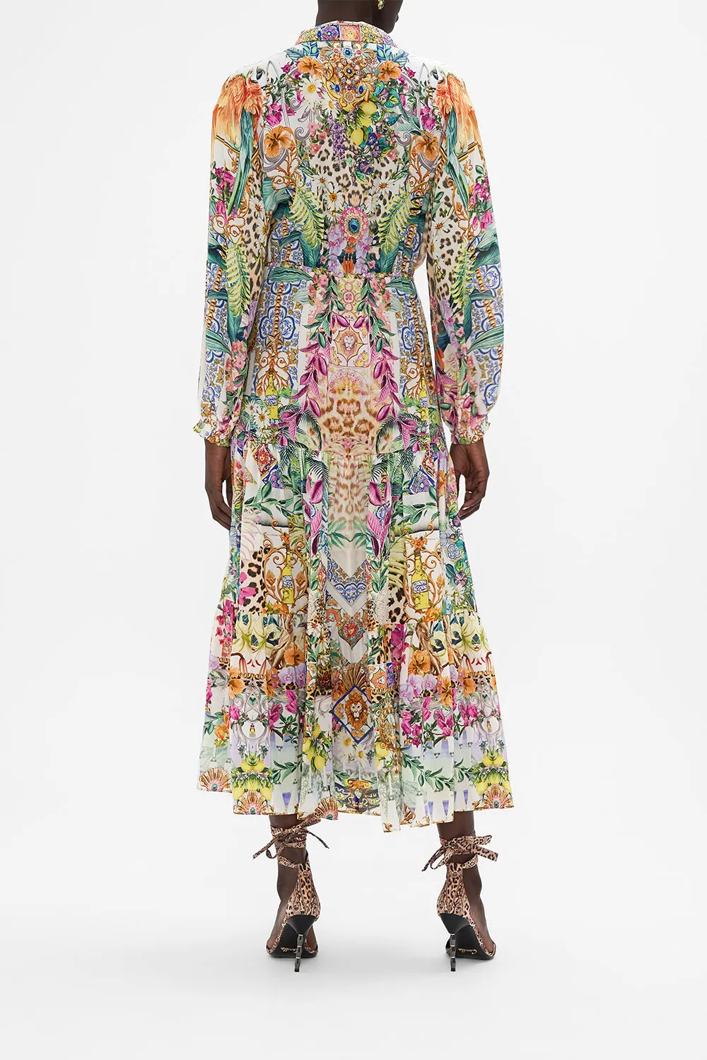 TIERED LONG SHIRT DRESS FLOWERS OF NEPTUNE