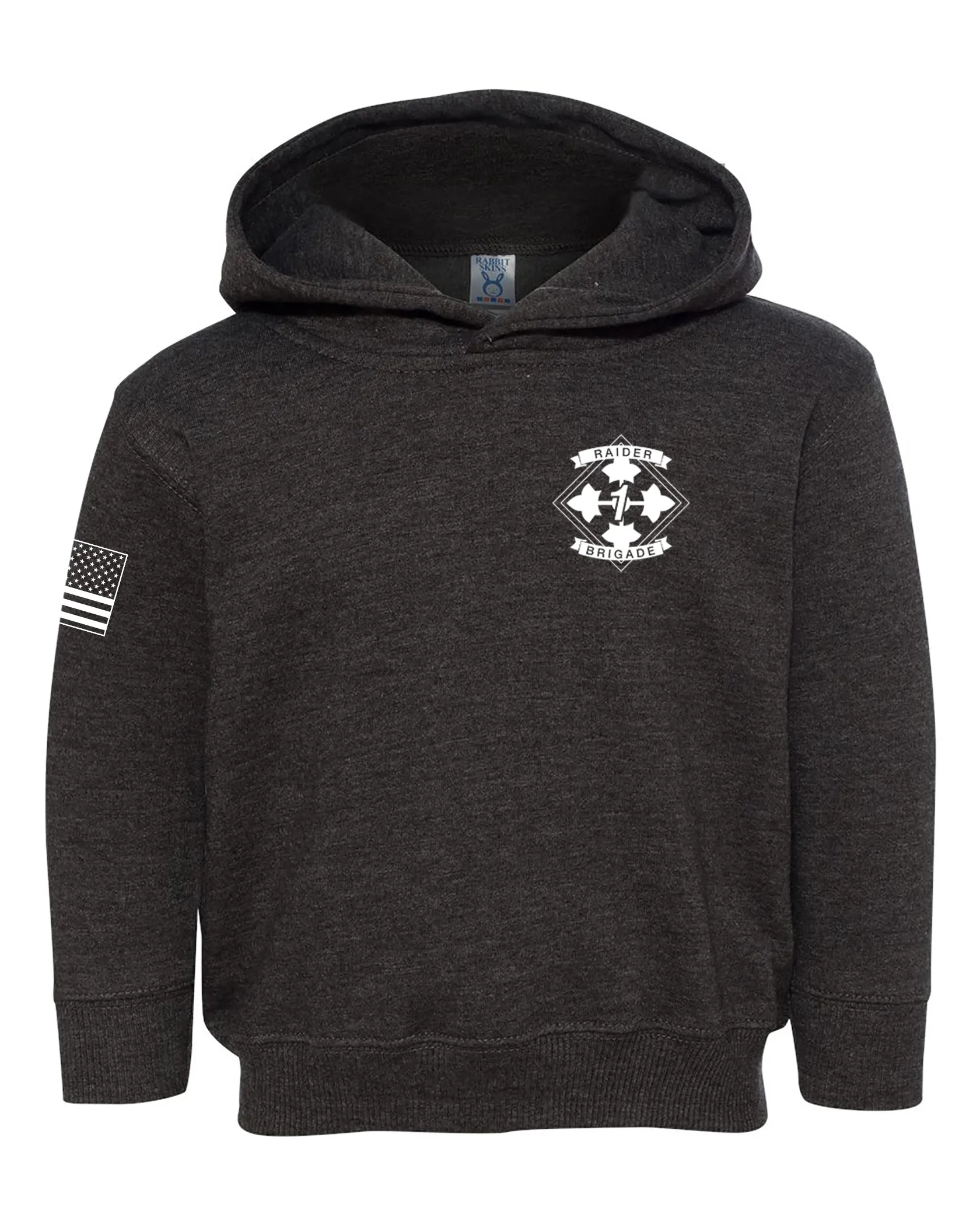 Toddler Unisex Grey Hoodie Sweatshirt (White Design).