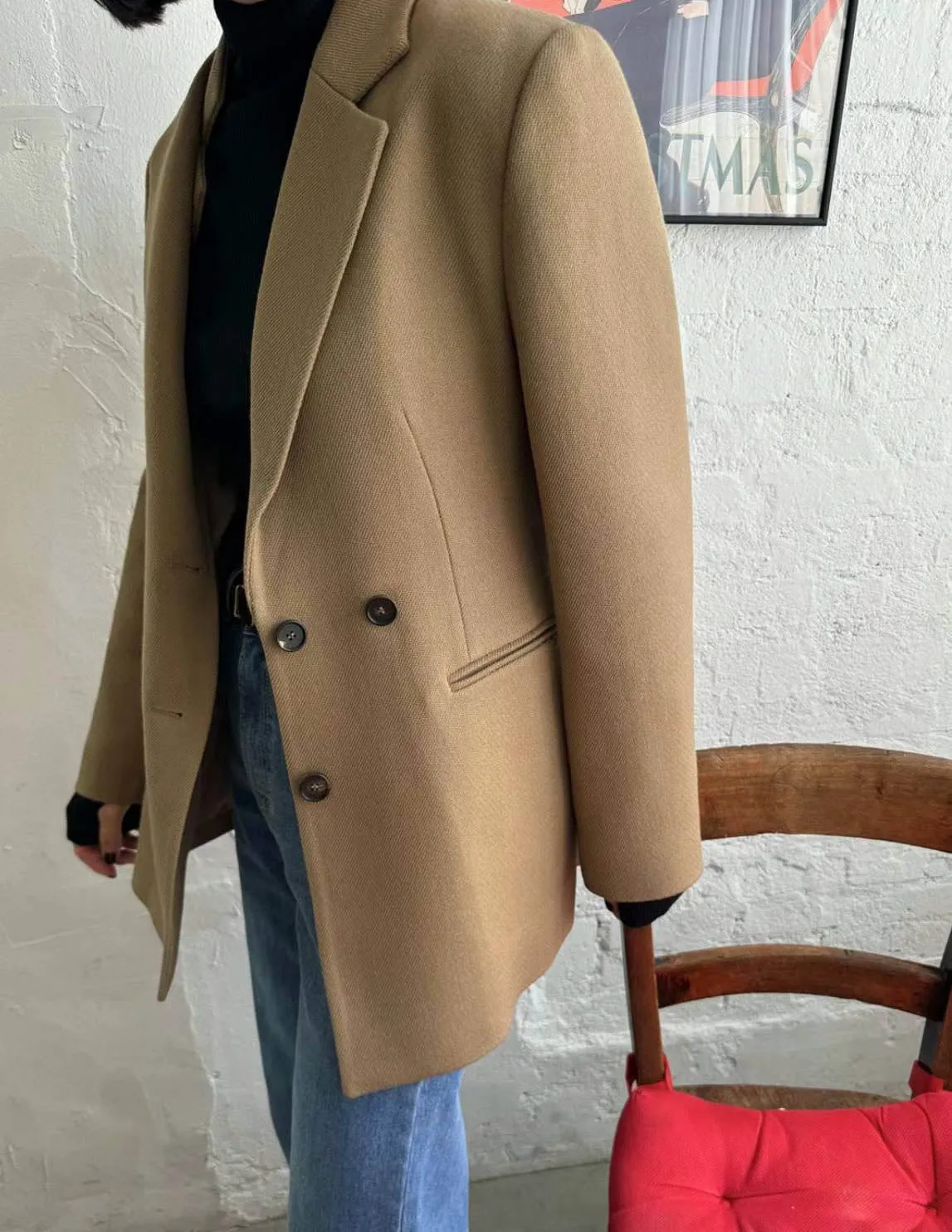 TWO BUTTON TAILORED BLAZER CARAMEL