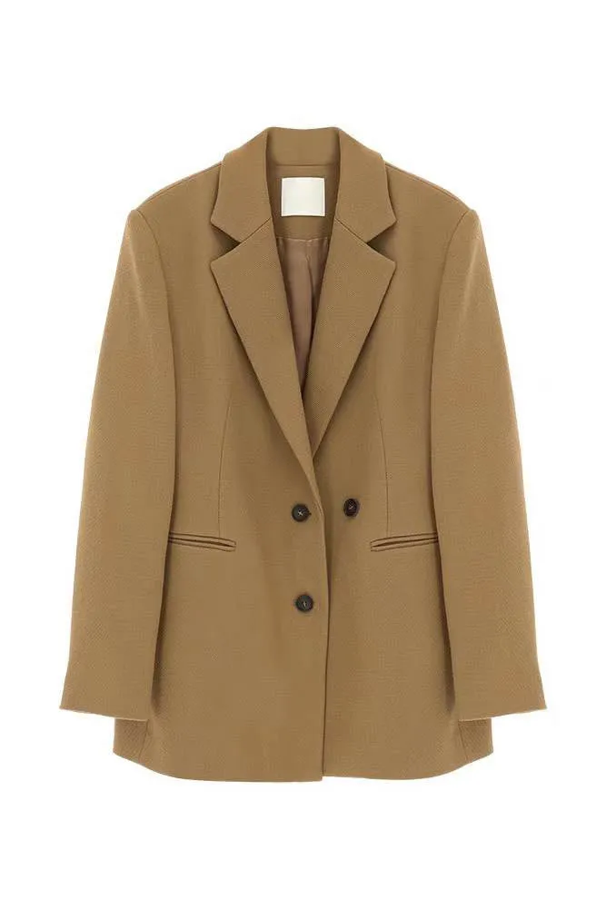 TWO BUTTON TAILORED BLAZER CARAMEL