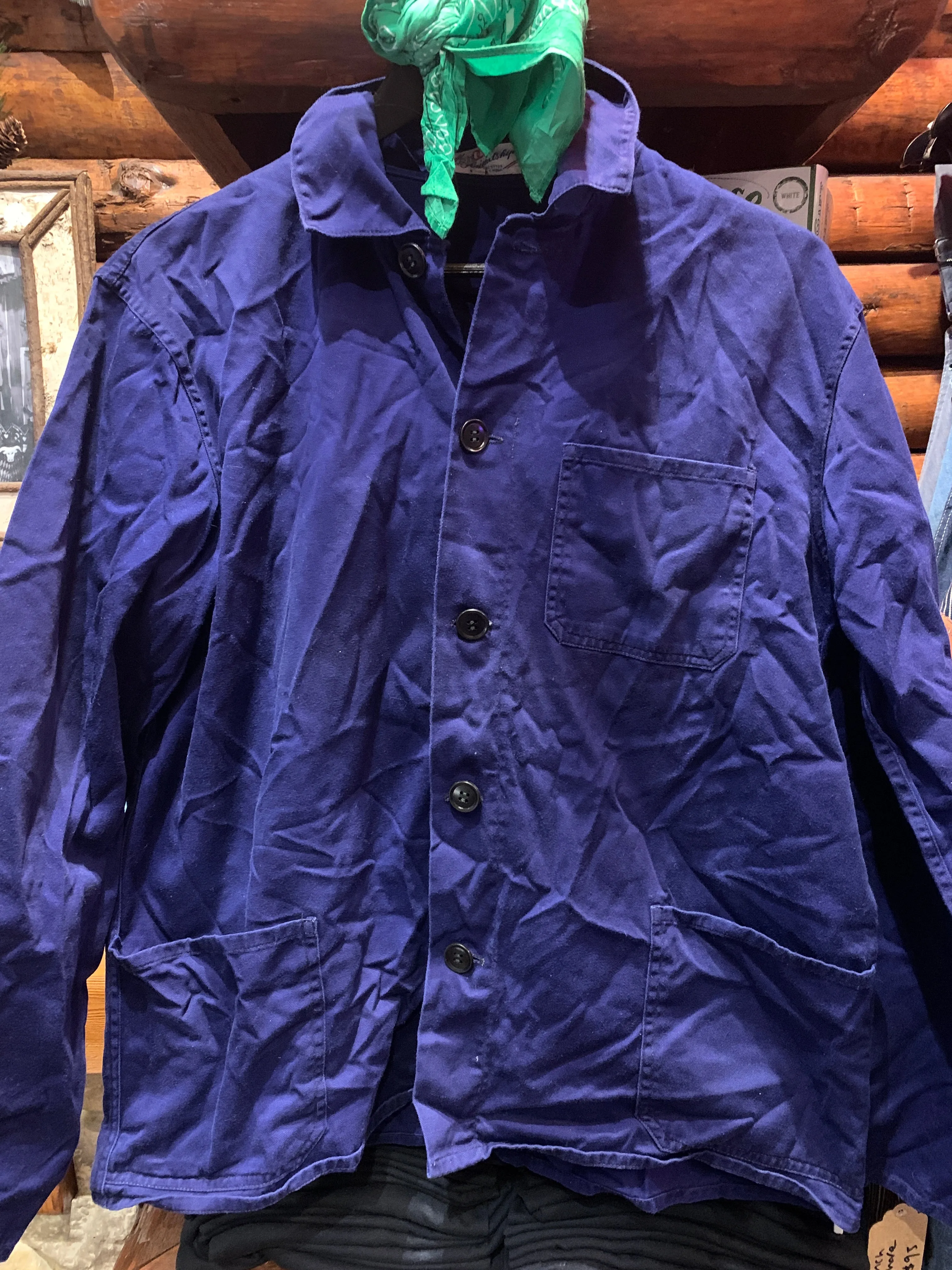 Vintage French Chore Jacket Very Dark Navy, Small
