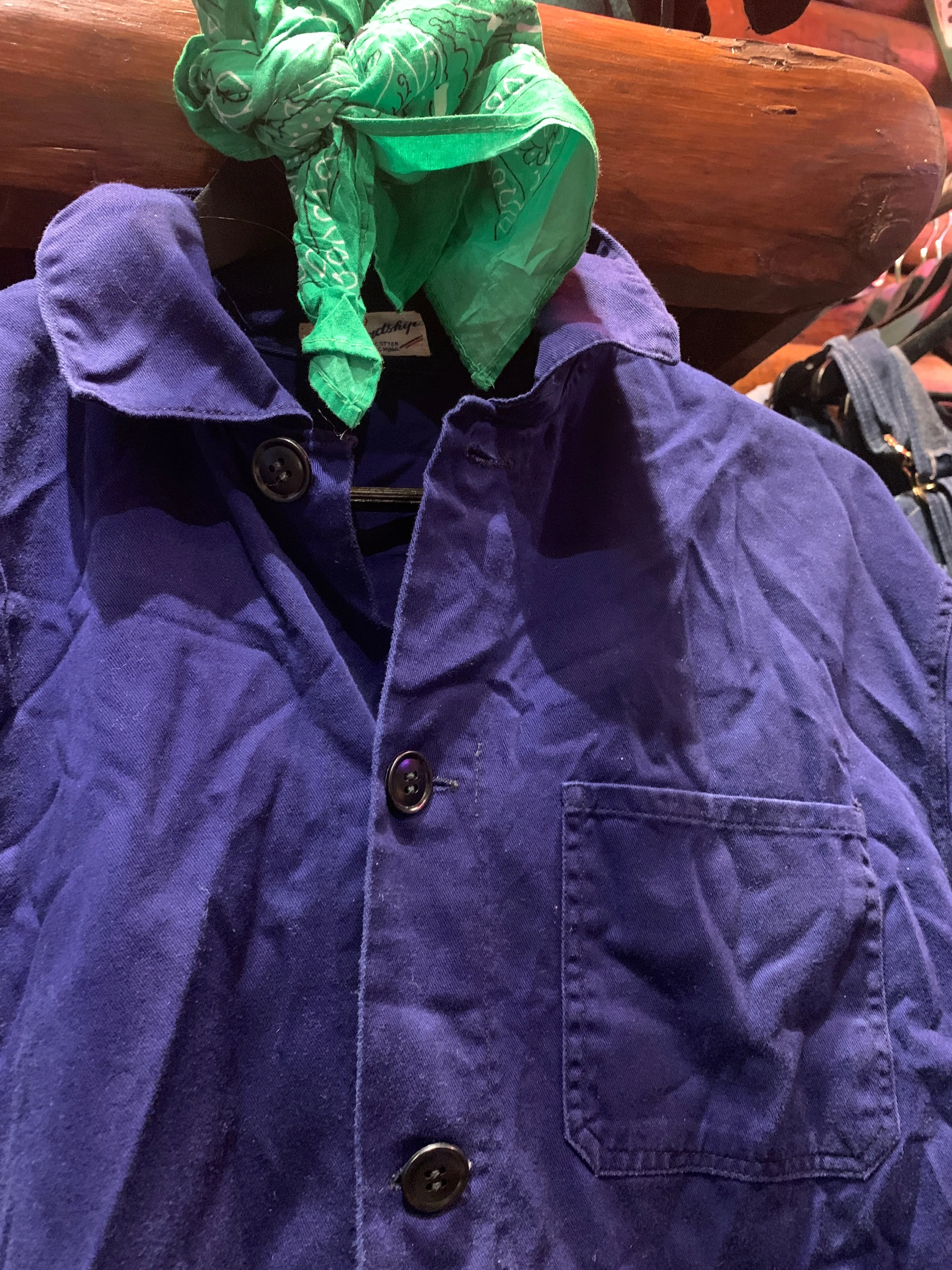 Vintage French Chore Jacket Very Dark Navy, Small