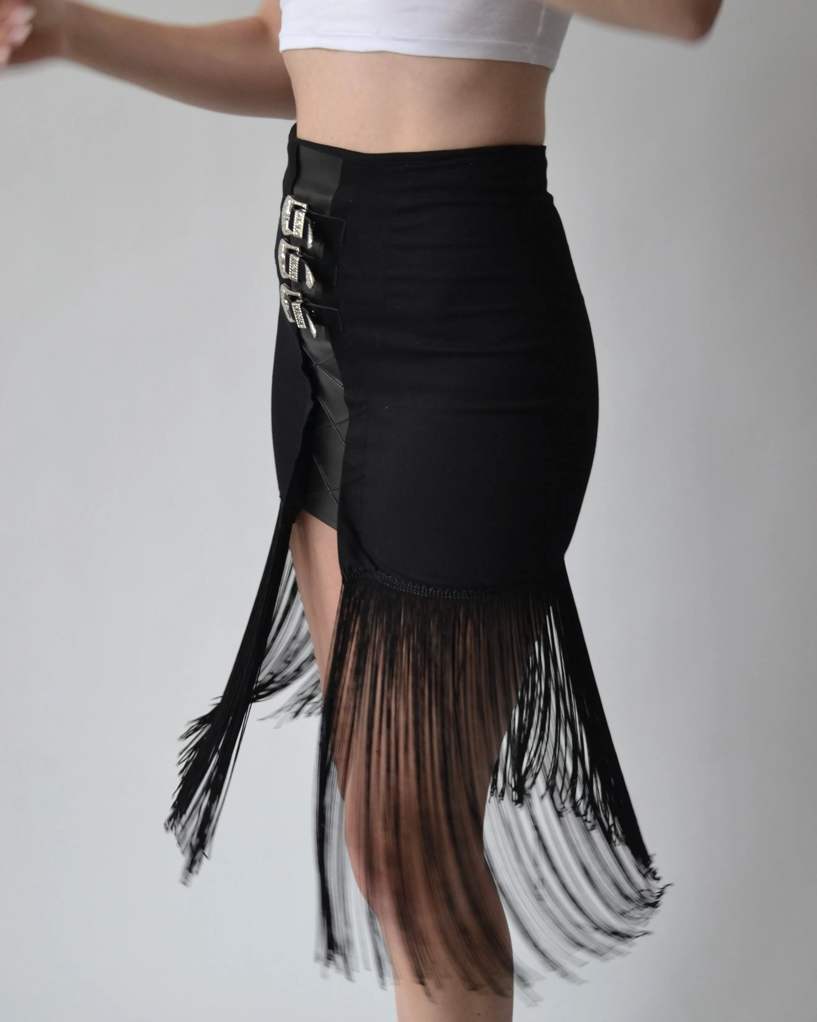 Vintage Western Fringe Buckled Skirt