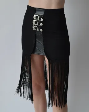 Vintage Western Fringe Buckled Skirt