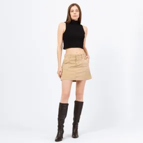 Vintage Y2K Khaki Corduroy Mini Skirt - Small, Size 6