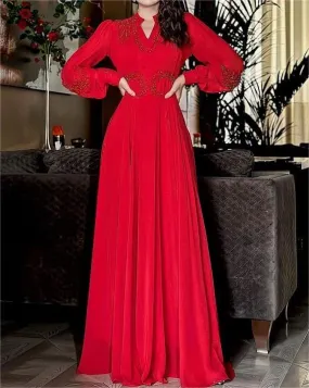 Waisted Pleated Loose Elegant Maxi Dress
