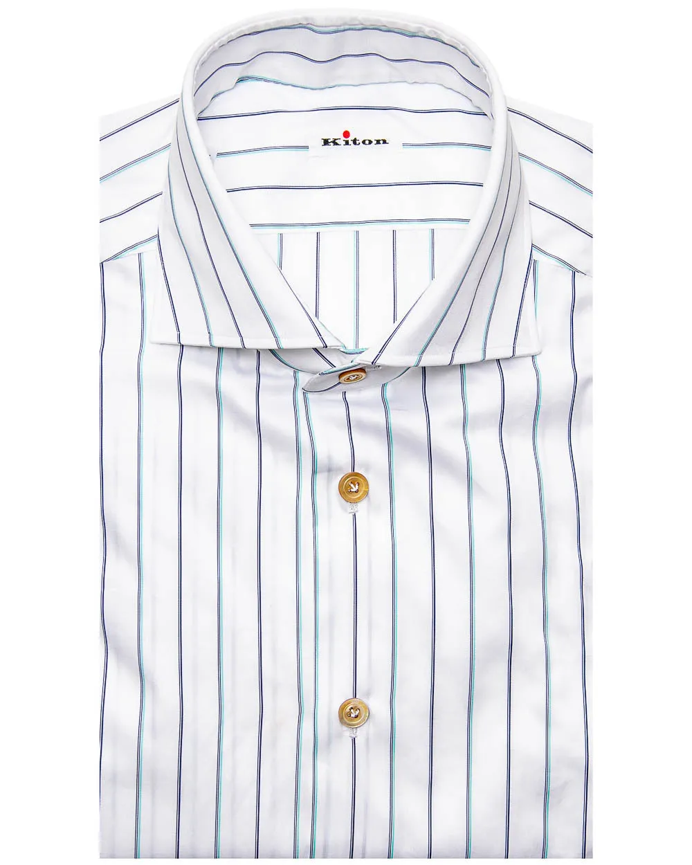 White with Navy and Teal Stripe Shirt