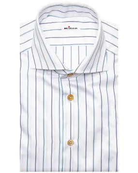 White with Navy and Teal Stripe Shirt