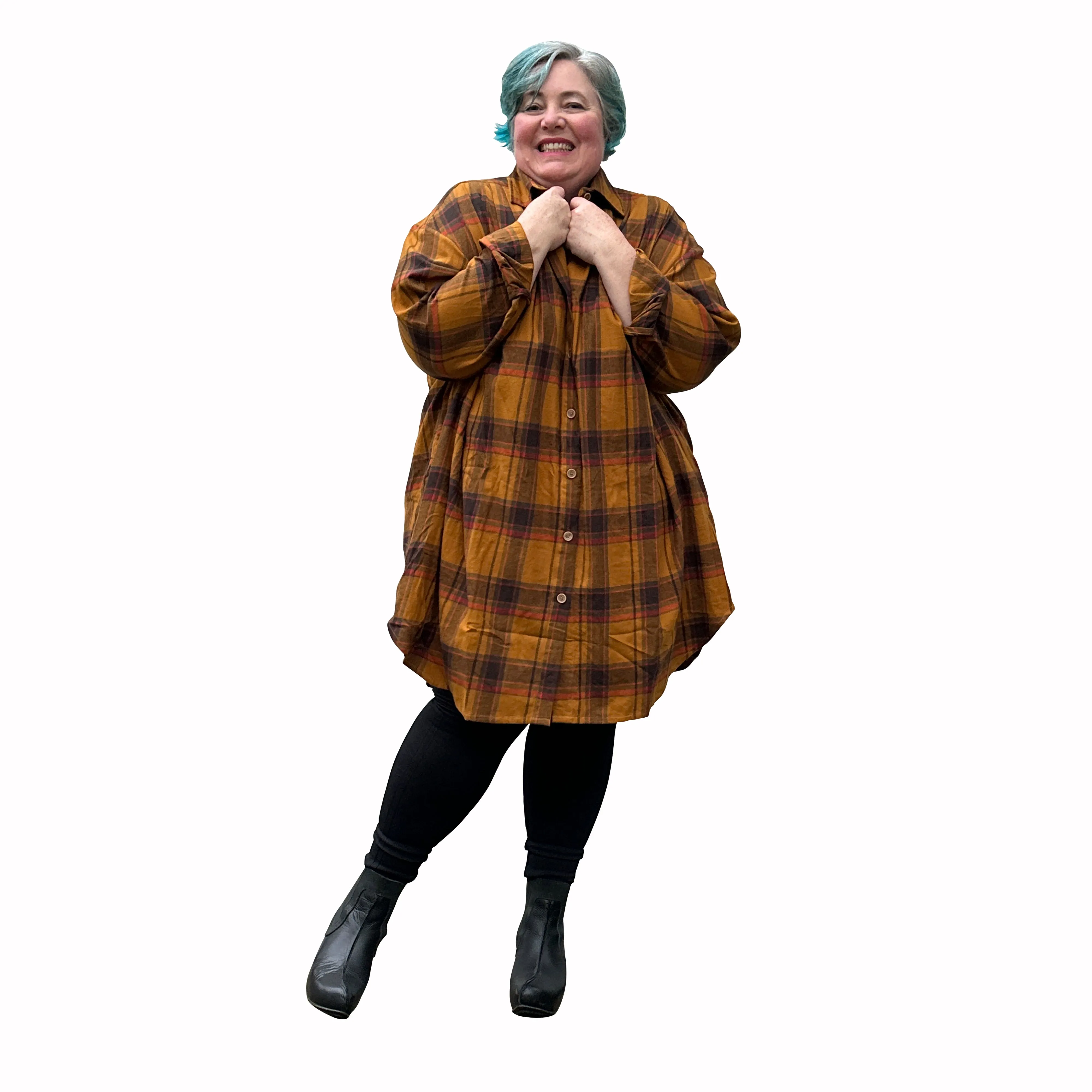 Winter Paula Shirt Dress in Pumpkin | Plus Size Shirt Dress - Made to order