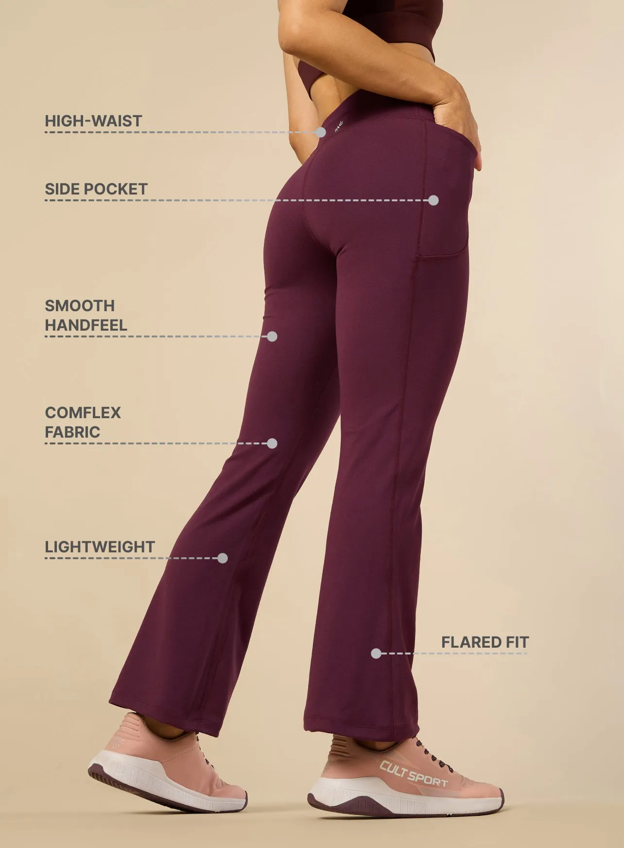 Women's COMFlex Wine Performance Flare Pants