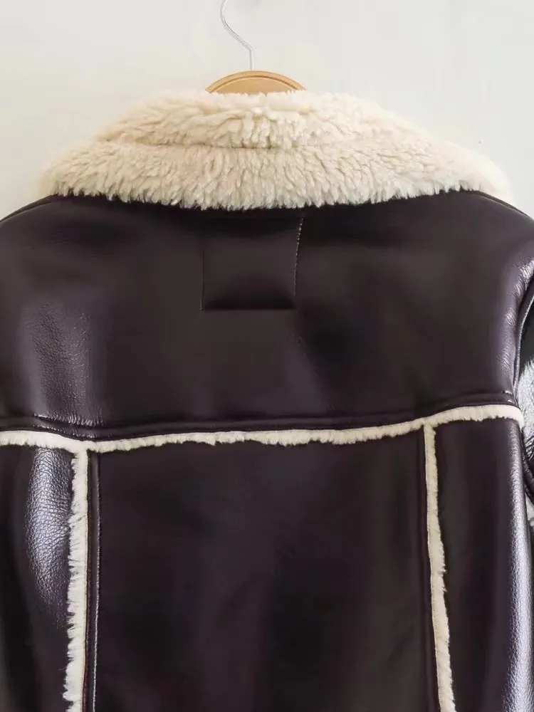 Women's Short Lapel Long Sleeve Jacket with fur- GlamzLife