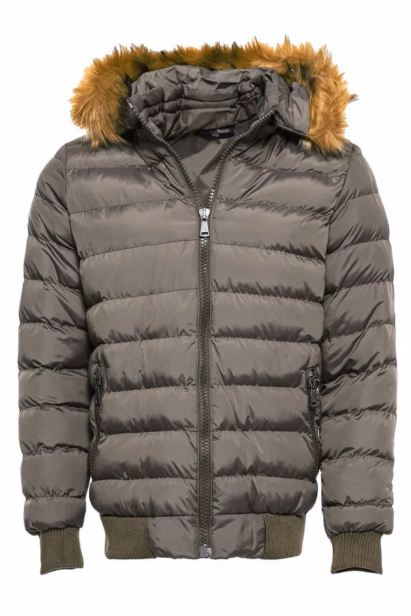 WSS Men's Brown Down coat with Fur  - Singen